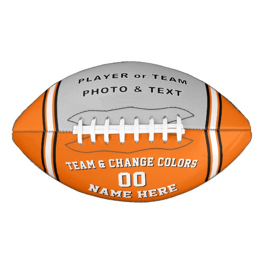 Orange & White Football with Photo, Personalized (Voorkant)