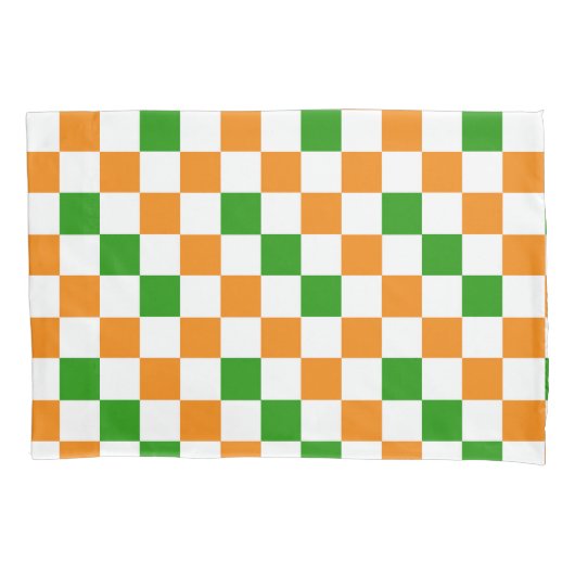 Orange White Green Checkered Pattern Design  Kussensloop (Voorkant)