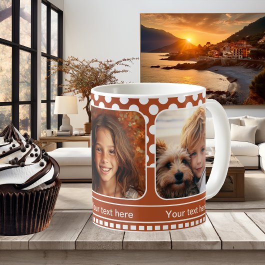 Orange White Pois Photo Mug