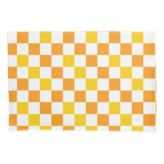 Orange White Yellow Checkered Pattern Design  Kussensloop (Voorkant)