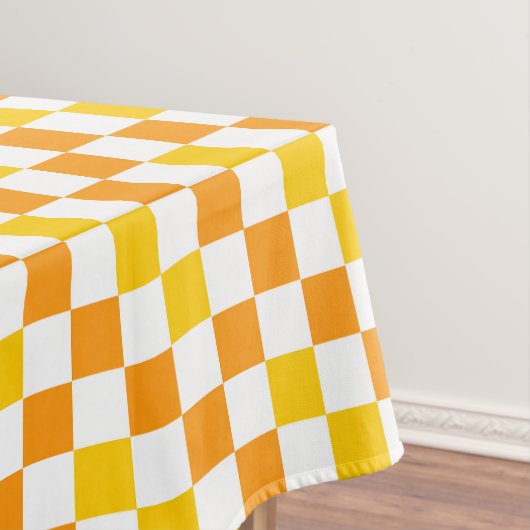Orange White Yellow Checkered Pattern Design  Tafelkleed (Voorbeeld)