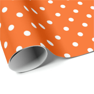 Orange   Wit Polka Dot inpakpapier