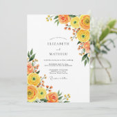 Orange Yellow Bloom Romance Wedding Kaart (Staand voorkant)