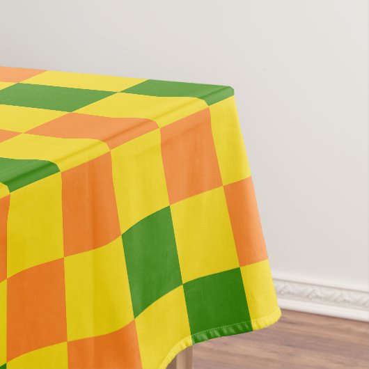 Orange Yellow Green Checkered Pattern Design  Tafelkleed (Voorbeeld)