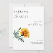 Orange Yellow Marigold Boho Botanical Wedding Kaart (Voorkant)