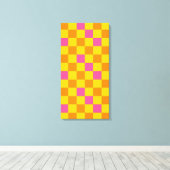 Orange Yellow Pink Checkered Pattern Design  Canvas Afdruk (Insitu (Houten vloer))