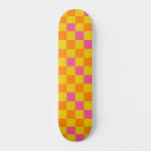 Orange Yellow Pink Checkered Pattern Design  Skateboard (Voorkant)