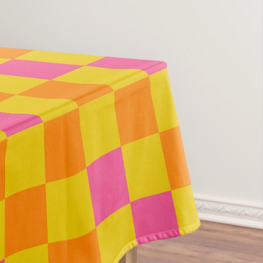 Orange Yellow Pink Checkered Pattern Design  Tafelkleed (Voorbeeld)