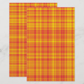 Orange Yellow Plaid Checker Pattern  Briefpapier (Voorkant / Achterkant)
