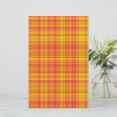 Orange Yellow Plaid Checker Pattern  Briefpapier (Staand voorkant)