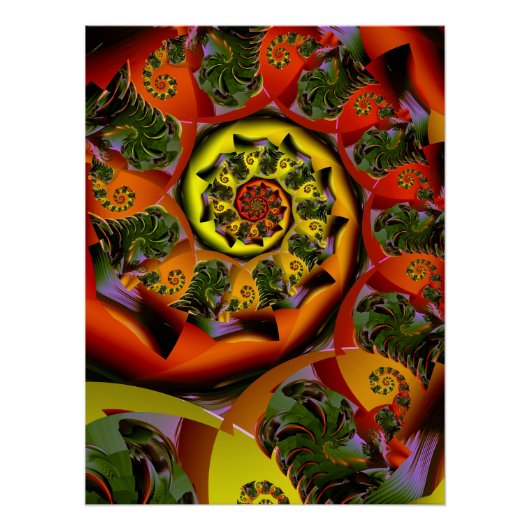 Orange Yellow Psychedelic Spiral Perfect Poster (Voorkant)