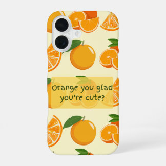 Orange you glad you're cute? orange patterns iPhone 16 hoesje