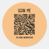 Orange | Zakelijke QR-code scanbaar Ronde Sticker (Voorkant)