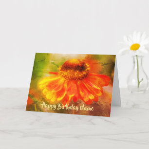 Orange Zinnia Floral Art Personnaliser Carte Anniv