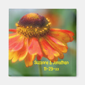 Orange Zinnia Flower Personalized Wedding Magneet (Voorkant)