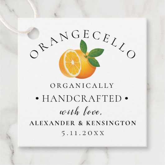 Orangecello fles bruiloft bedankjes labels (Voorkant)