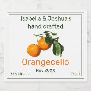 Orangecello label   vintage sinaasappelillustratie likeurfles etiket