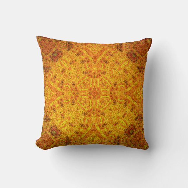 "Orangemental" Mandala Pillow Kussen (Voorkant)