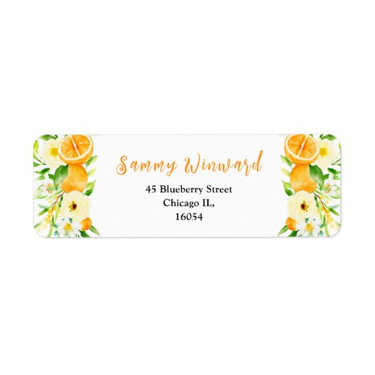 Oranges and Foliage Baby Shower Etiket (Voorkant)