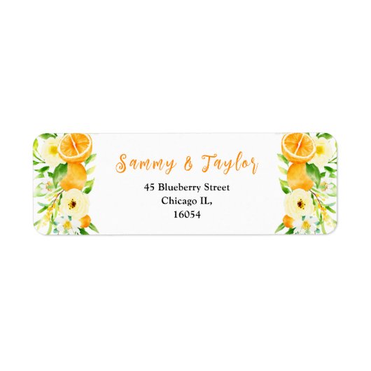 Oranges and Foliage Wedding Etiket (Voorkant)