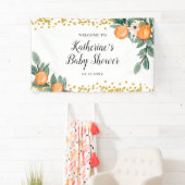 Oranges Baby shower jumeau Grande bannière (En situation)