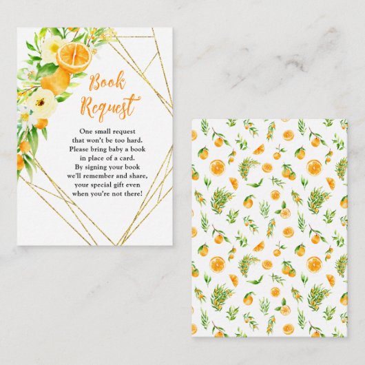 Oranges Citrus Baby Shower Book Request Informatiekaartje (Voorkant / Achterkant)