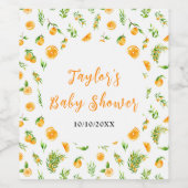 Oranges Citrus Baby Shower Wijn Etiket (Enkel label)