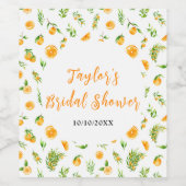 Oranges Citrus Bridal Shower Wijn Etiket (Enkel label)