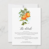 Oranges Citrus Calligraphie Mariage Détails Carte (Devant)