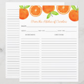 Oranges Citrus Fruit Recipe Card Binder Insert (Voorkant / Achterkant)
