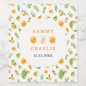 Oranges Citrus Wedding Wijn Etiket (Enkel label)
