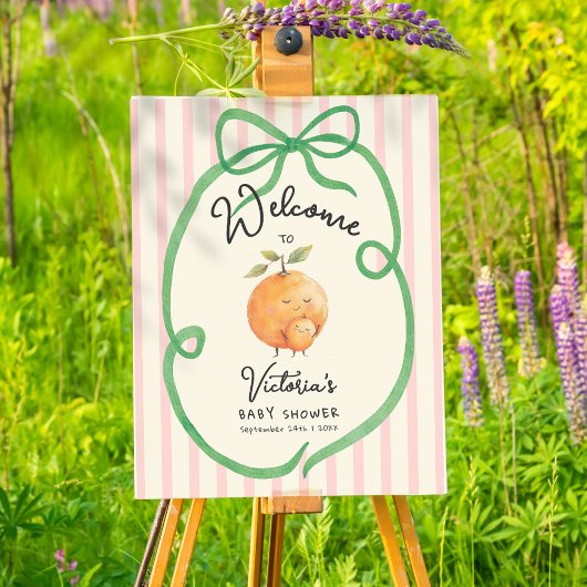 Oranges de Little Cutie Bow Baby shower Affiche de