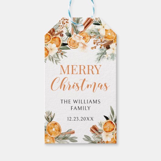Oranges de vacances d'hiver joyeux étiquettes cade (Devant)