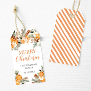 Oranges de vacances d'hiver joyeux étiquettes cade