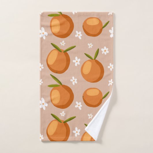 Oranges d'été Fruit petites fleurs blanches Motif (Serviette à main)