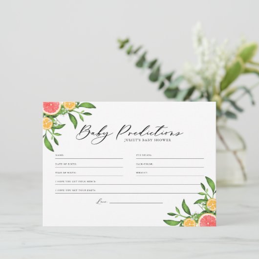 Oranges et pamplemousses Baby Predictions Carte de (Debout devant)