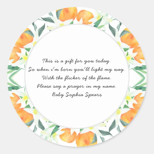 Oranges - Étiquette de bougie de prière (Devant)