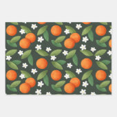 Oranges, Feuilles verts et fleurs blanches Motif (Devant 3)