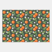 Oranges, Feuilles verts et fleurs blanches Motif (Devant 2)