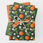 Oranges, Feuilles verts et fleurs blanches Motif (En situation)