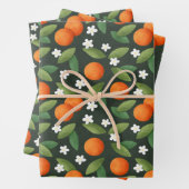 Oranges, Feuilles verts et fleurs blanches Motif (En situation)