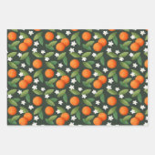 Oranges, Feuilles verts et fleurs blanches Motif (Devant)