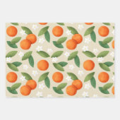 Oranges, Feuilles verts et fleurs blanches Motif (Devant 3)