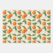 Oranges, Feuilles verts et fleurs blanches Motif (Devant)
