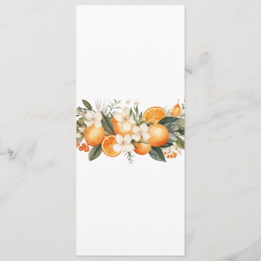 Oranges Fleurs d'agrumes floraux Menu Mariage (Dos)