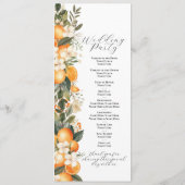 Oranges florales de fruits Mariages Menu Cérémonie (Dos)