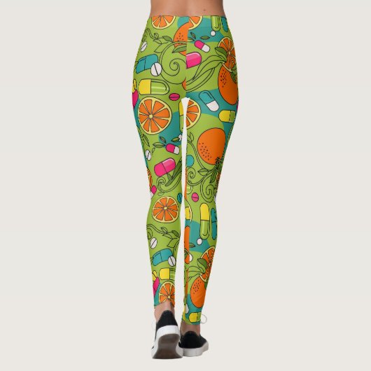 Oranges, fruits et capsules Leggings de soins de s (Dos)