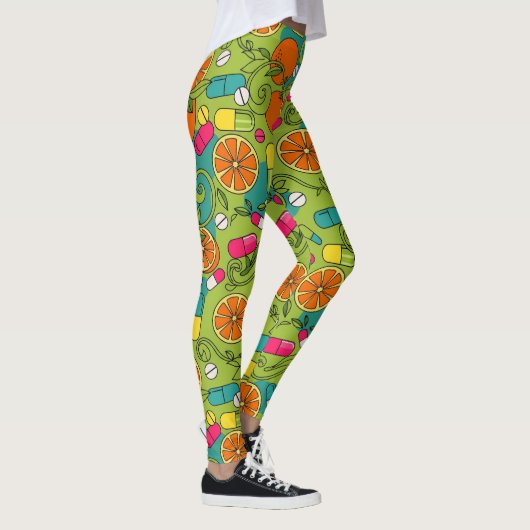 Oranges, fruits et capsules Leggings de soins de s (Droite)