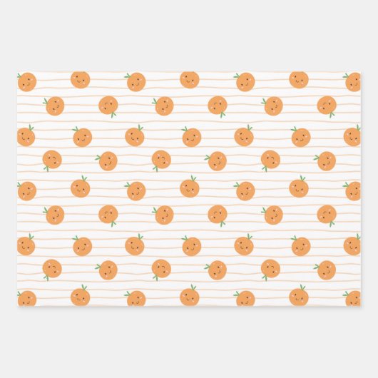 Oranges mignonnes Impression - Jeu de papier d'emb (Devant 2)