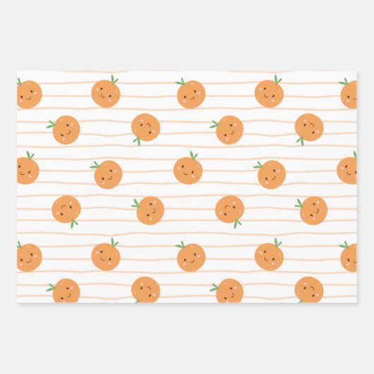 Oranges mignonnes Impression - Jeu de papier d'emb (Devant)